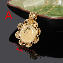 Load image into Gallery viewer, Habesha Coin Cross Pendant Necklace Jewelry 22k Gold Color
