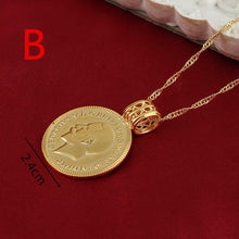 Load image into Gallery viewer, Habesha Coin Cross Pendant Necklace Jewelry 22k Gold Color
